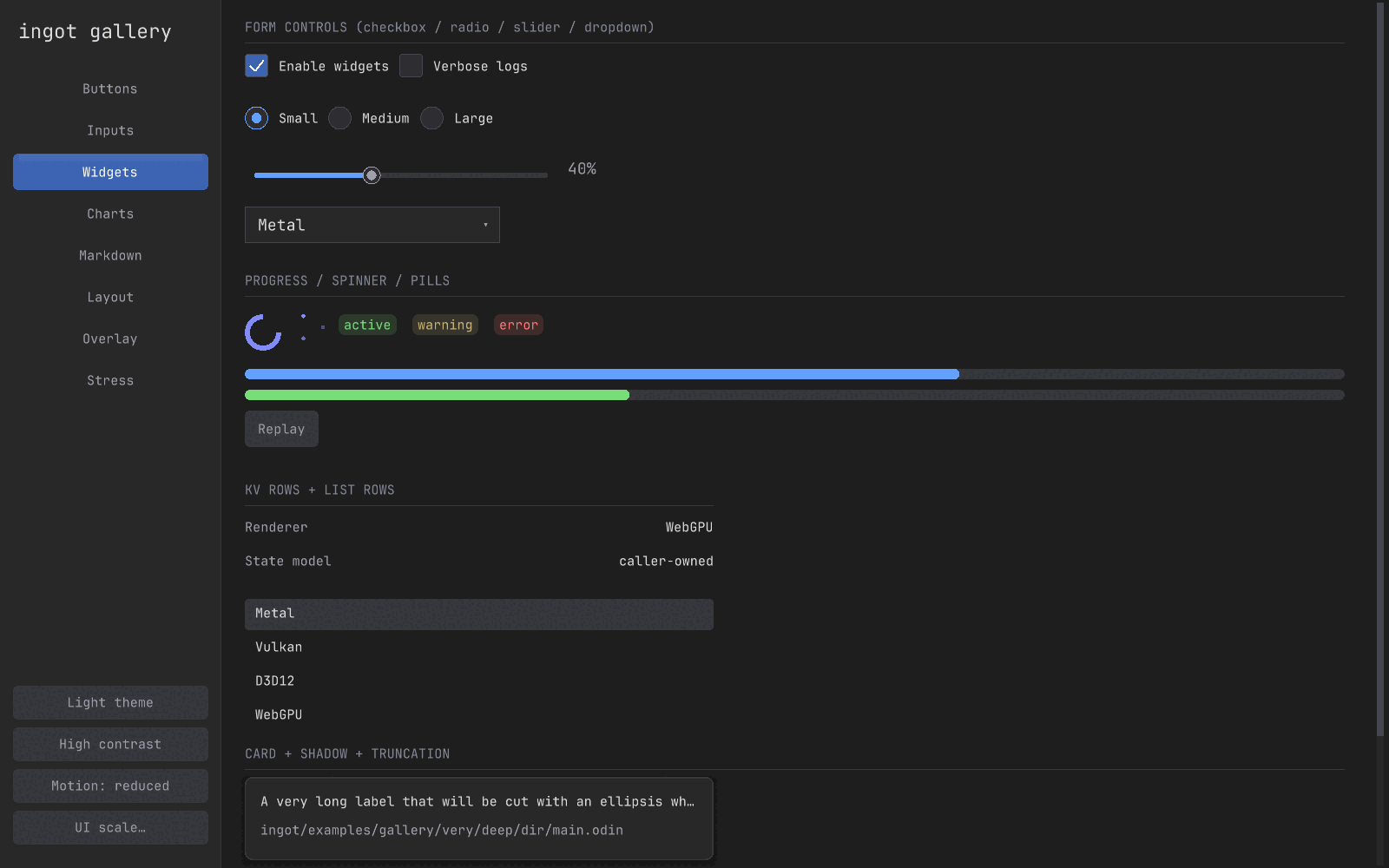 Ingot widget gallery preview